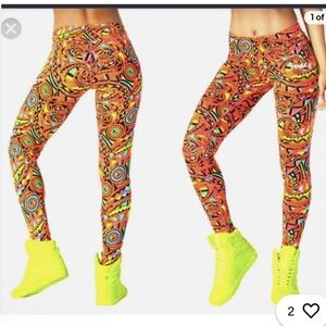 Zumba Wear Bright Orange Ankle Leggings- Small